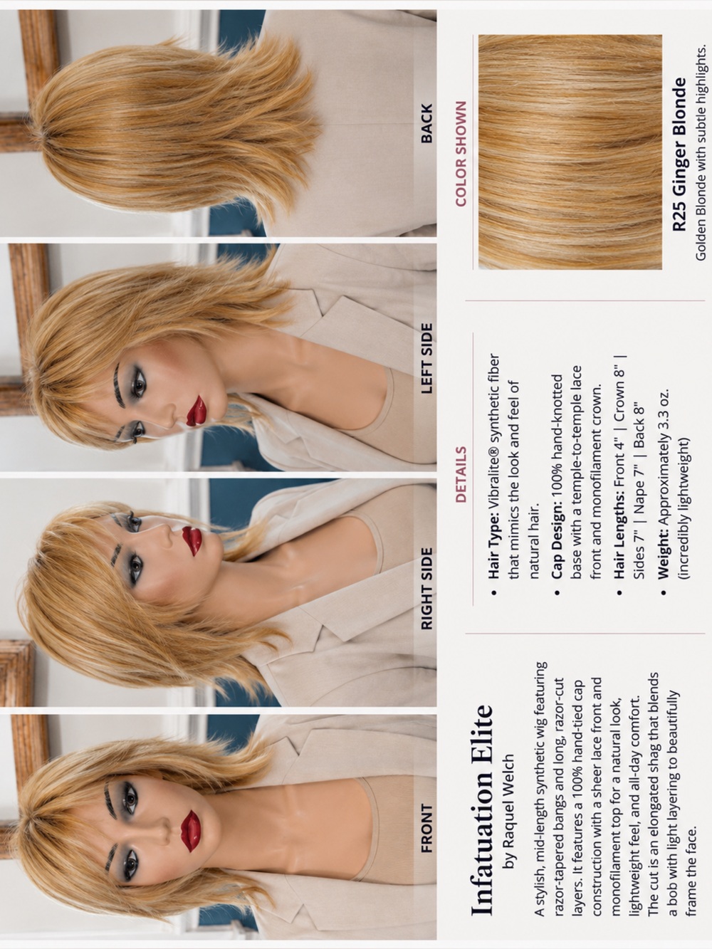 Infatuation Elite by Raquel Welch 100% HAND TIED CAP - Picture 1 of 8